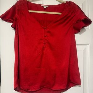 Lucky Brand - Red Flutter Sleeve V Neck Blouse with Buttons size S/P